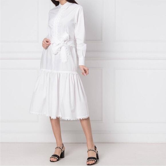 Tory Burch Scalloped Cotton Shirt Dress - Picture 2 of 9